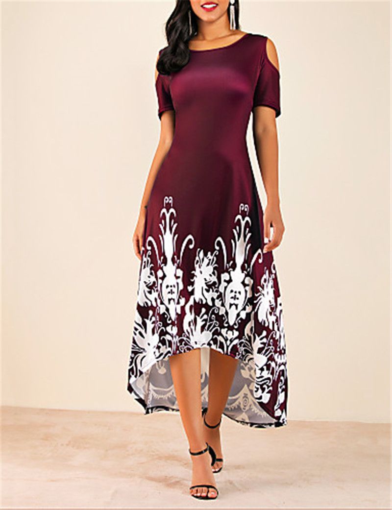 high low cold shoulder dress