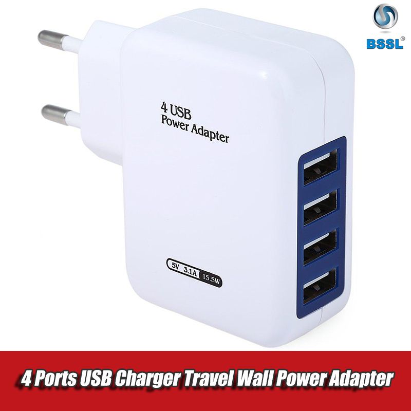 4 Ports USB Power Adapter Travel Wall Charger US Plug For iPhone Samsung