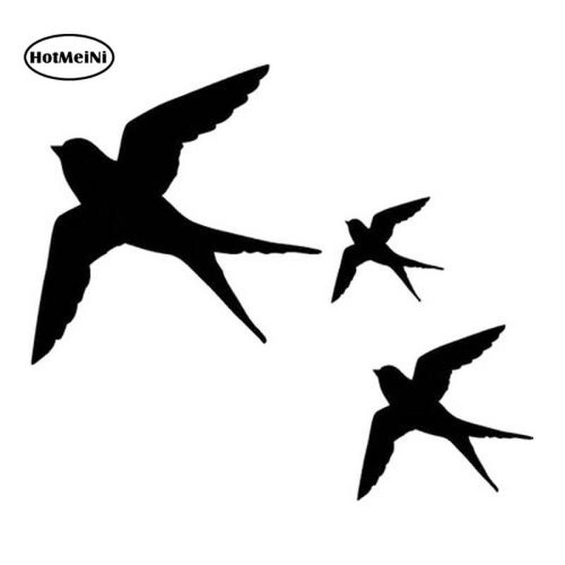 2x Sticker Car Motorbike Wall Swallow Bird Silhouette White 