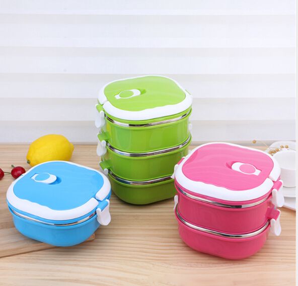 2021 Creative Insulated Lunch Box Square Double Student Lunch Box