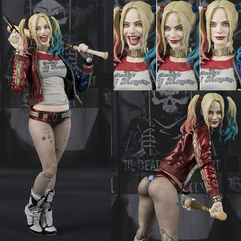 DC Suicide Squad Harley Quinn Action Figures SHFiguarts SHF Toys 3 Face 3 Head