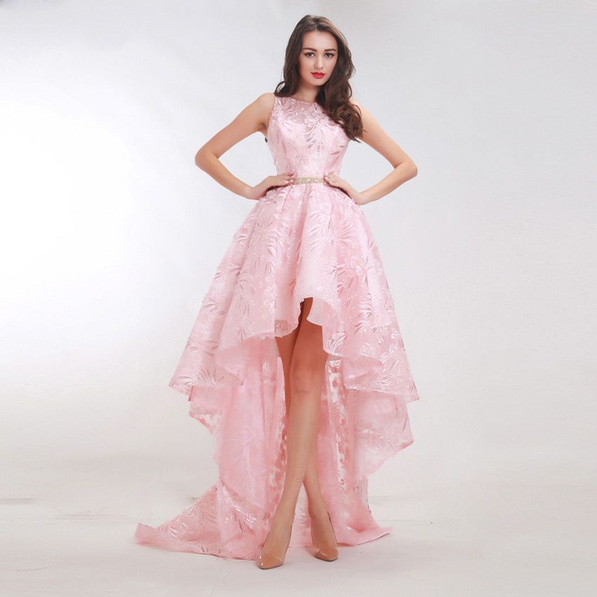 Compra Nuevos Estilos Vestidos De Fiesta Con Estampado De Flores De Color  Rosa 2019 Elegante A Line Sweep Train Diseño Elegante Vestidos Cortos Para  Mujeres Hi Lo Homecoming Dress Barato | Entrega