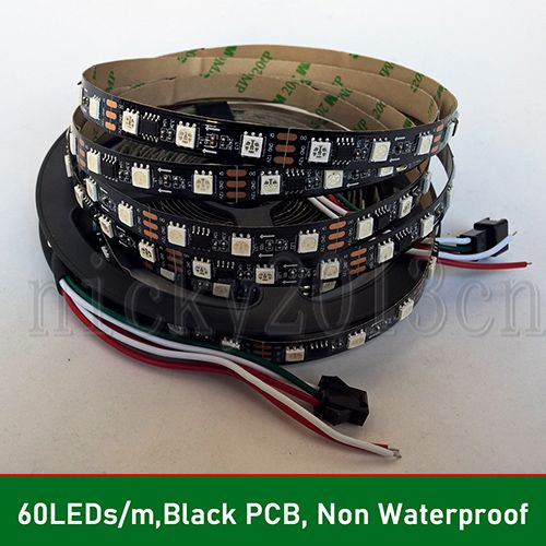 60LEDs / m, PCB preto, não impermeável