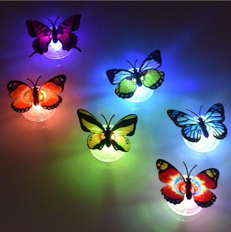 Change Colors Stick-on Butterfly Wall Xmas Decor LED Night Light Christmas EF 