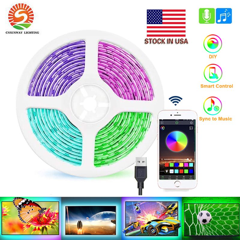 5V USB LED Strip 5050 RGB Bluetooth APP Control Light TV Background Music Sync Y 5V USB LED Strip 5050 RGB Bluetooth APP Control Light TV Background Music Sync Y