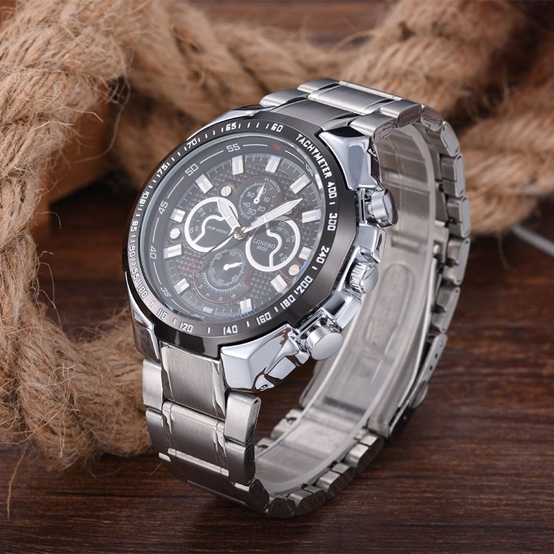 man crystal stainless steel analog quartz watch