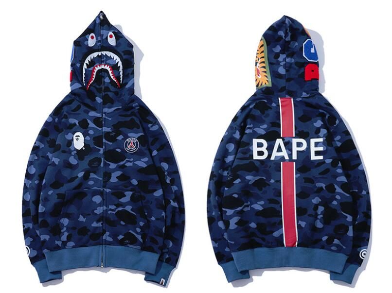 Unisex Bape Cabeza de Tiburón Camuflaje Sudadera con Capucha con Estampado Unisex Bape Cabeza de Tiburón Camuflaje Sudadera con Capucha con Estampado