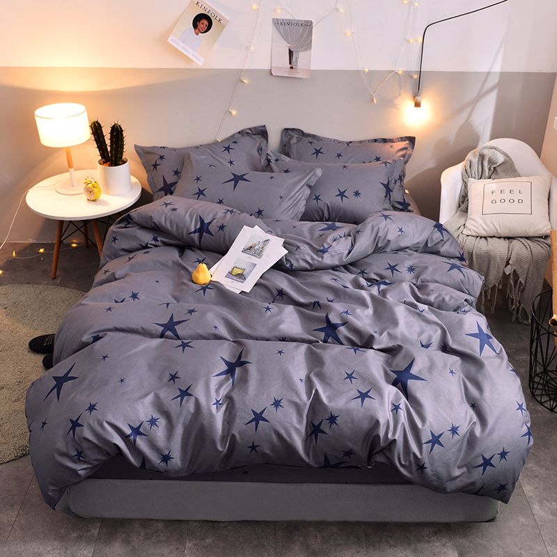 New Autumn Winter Gray Stars Bedding Sets Duvet Cover Set Flat