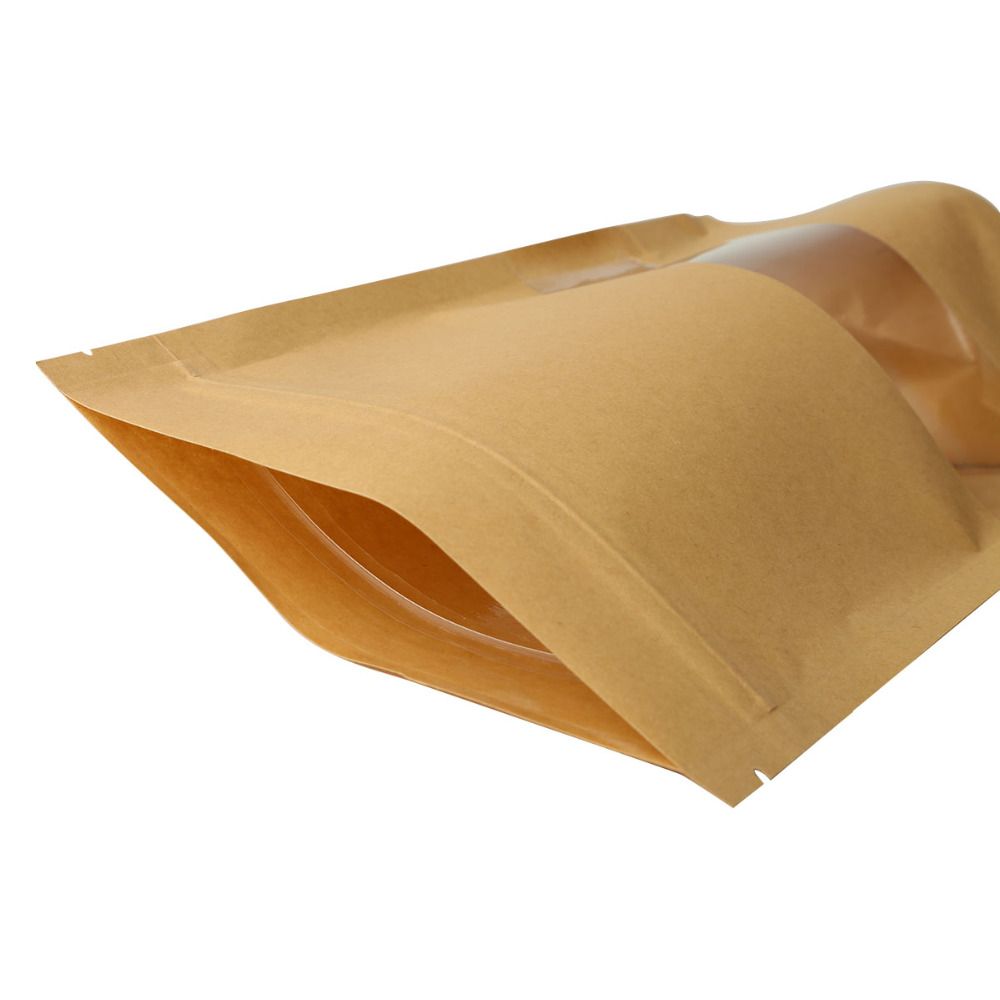 2020 High Quality Kraft Paper Bag Window Zip Lock Empty Dried Food