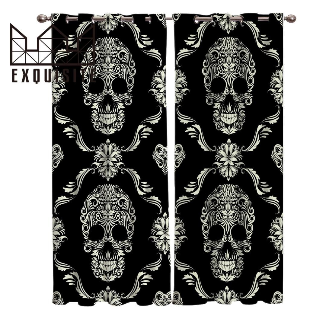 2019 Exquisite House Halloween Flower Style Skull Paisley Black