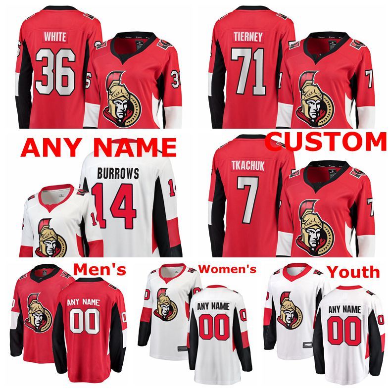 2021 Ottawa Senators Jerseys Chris Tierney 71 Jersey Brady Tkachuk 7 Max Veronneau 14 Colin ...