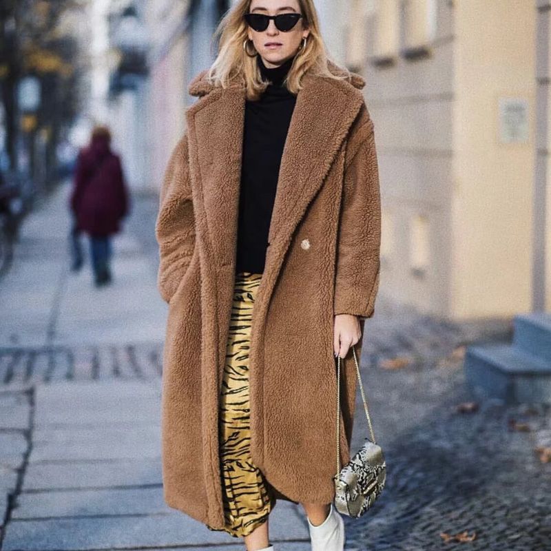 long teddy coat womens