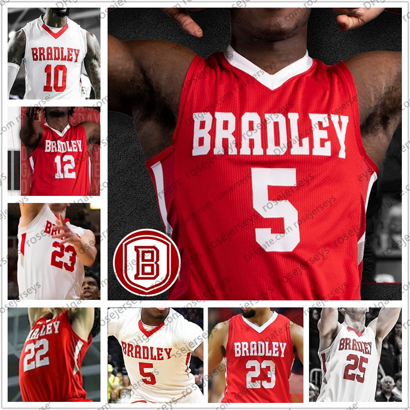 2020 Custom Bradley Braves Basketball 5 Darrell Brown 10 Elijah Childs 22 JaShon Henry 25 Nate