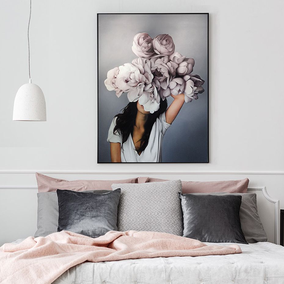 2019 Modern Floral Girl Wall Art Pictures Beauty Canvas Paintings Gallery Posters And Prints Interior For Bedroom Home Decor No Frame From Aurorl