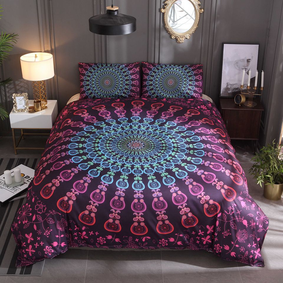 Bohemia Printed Superfine Fiber Duvet Cover Sets High Quality Home