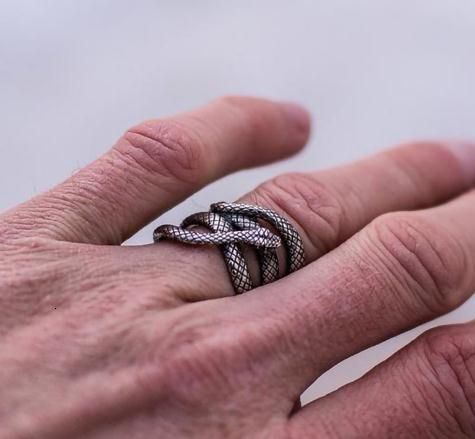 2021 vintage silver snake ring for men