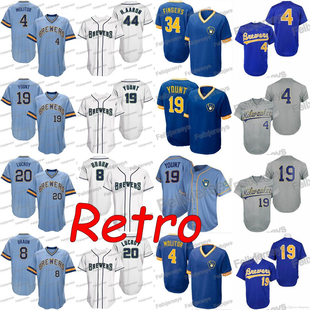 Wholesale milwaukee throwback Paul Molitor robin yount Jonathan Lucroy Ryan  Braun 1948 1913 baseball jersey From m.