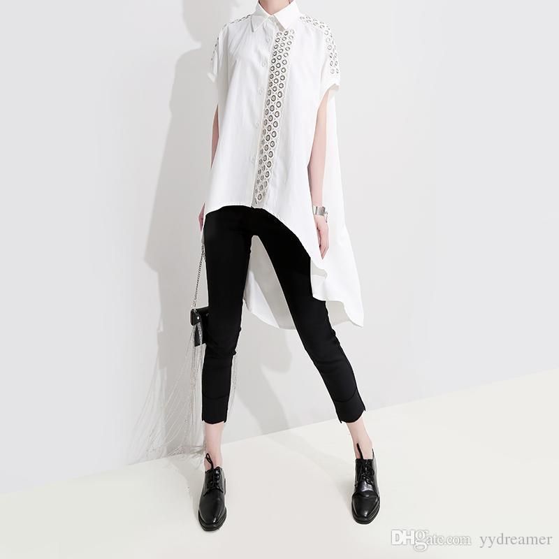 Women Casual Solid White Blouse Shirt 