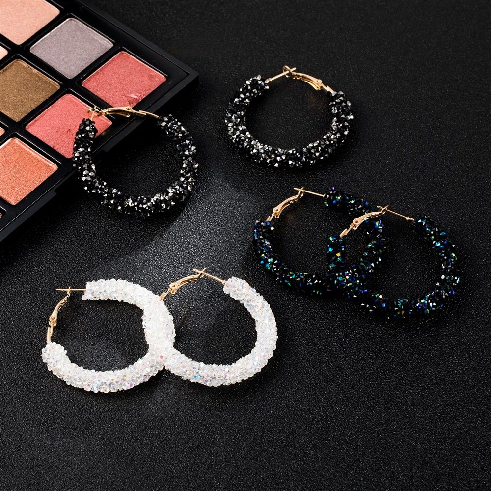 Fashion Jewelry Rhinestone Olive Geometry dangle Stud Earrings Gold Plated for Girlfriend