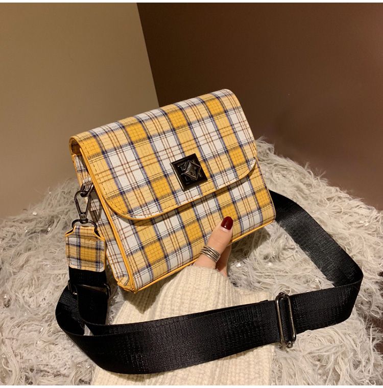 yellow plaid purse