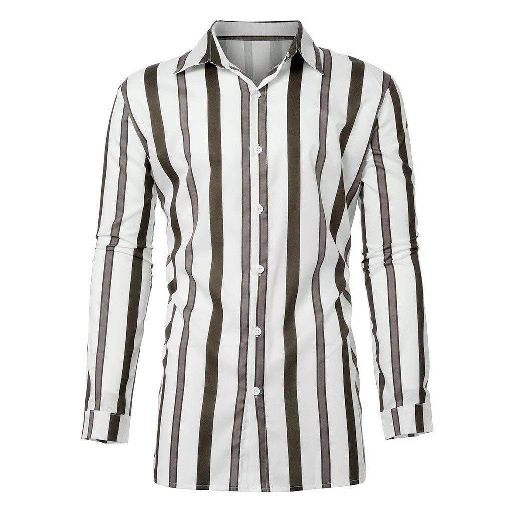 2019 New Mens Long Sleeve Printed Painting Large Size Casual Tops Button Shirt