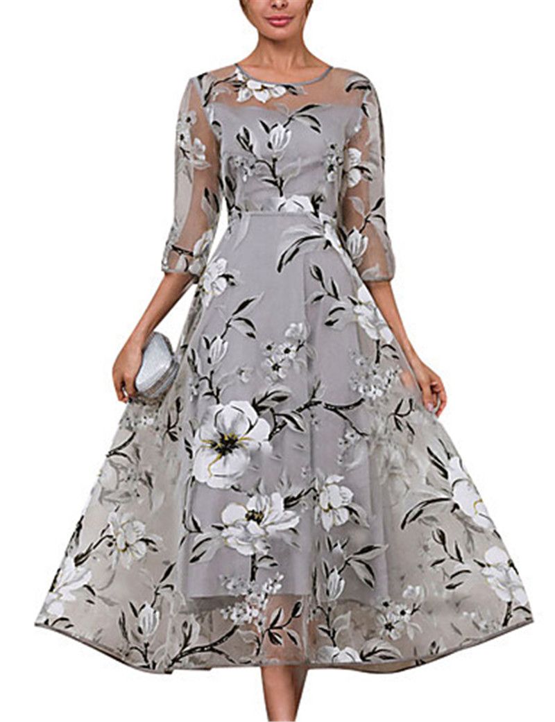 Vestidos casuales de moda del tamaño extra grande vestidos transparentes de diseño con paneles mujeres ocasionales Las mujeres Ropa para mujer de la impresión floral Vestidos casuales de moda del tamaño extra grande vestidos transparentes de diseño con paneles mujeres ocasionales Las mujeres Ropa para mujer de la impresión floral