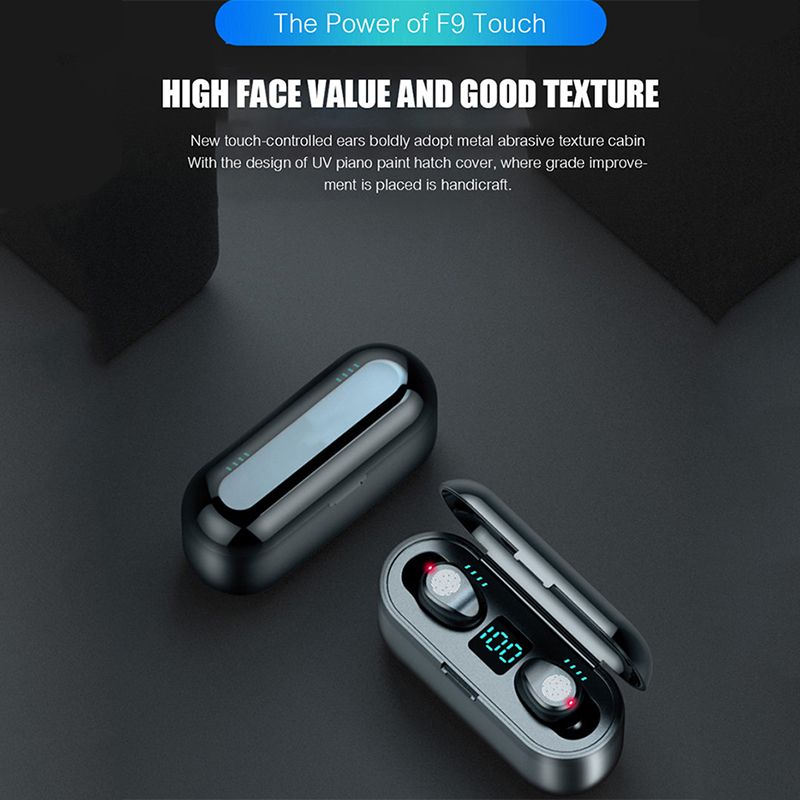 Wireless Earphone Bluetooth V5.0 Wireless Bluetooth Headphone LED Display With 2000mAh Power Bank Stereo Sport Headset With Mic (AH1)((RS8)(F49)