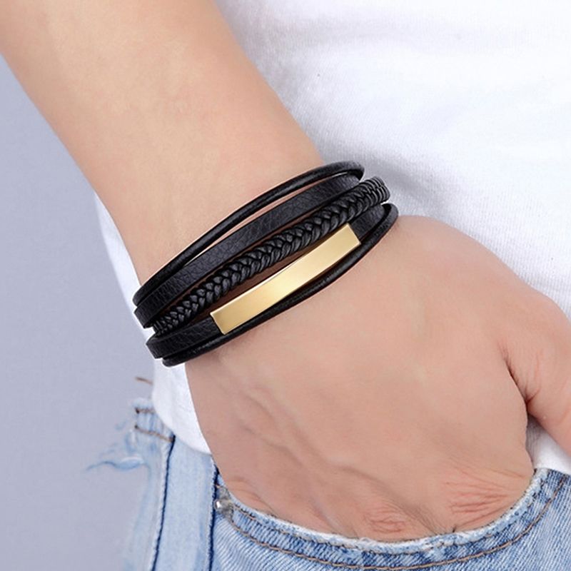 Charm Men Handmade Adjustable Genuine Leather Bracelet Bangle Wristband Set Gift Charm Men Handmade Adjustable Genuine Leather Bracelet Bangle Wristband Set Gift