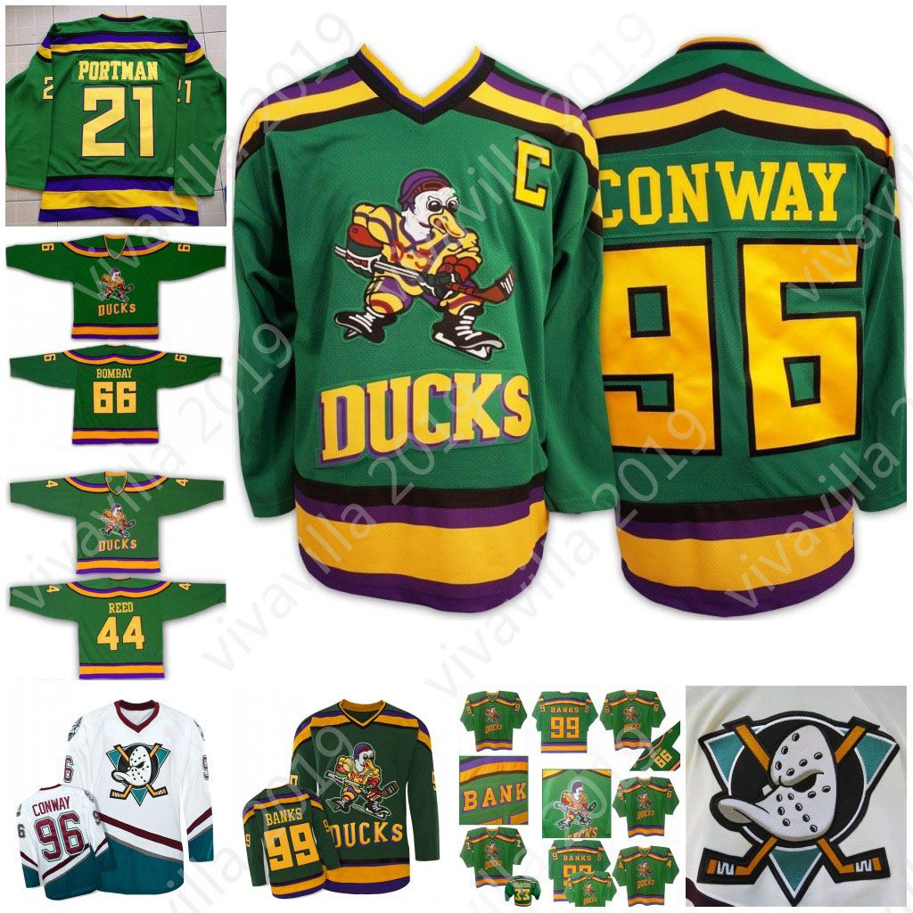 Custom Mighty Ducks USA 21 Dean Portman 44 Fulton Reed 96 Charlie Conway  Jersey