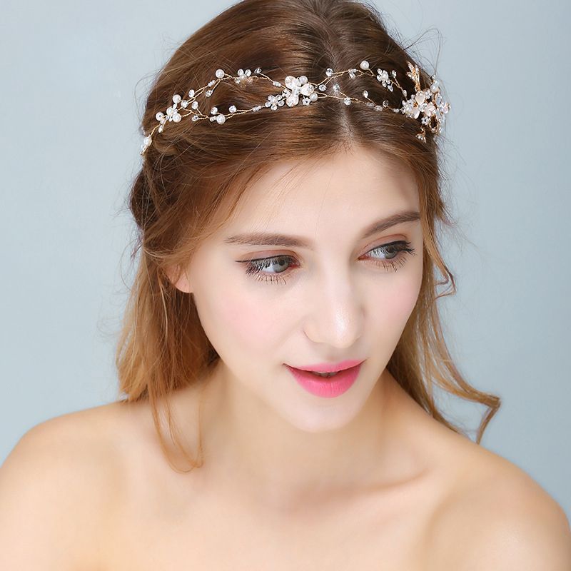 2020 Silver Gold Floral Tiara Bride Headbands Pearls Tiaras Bridal