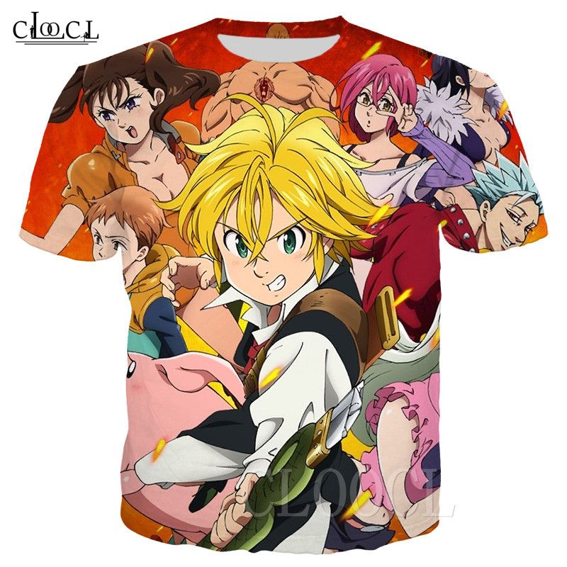 Animado los siete pecados capitales camiseta de los hombres de las mujeres 3D Tamaño de impresión Animado los siete pecados capitales camiseta de los hombres de las mujeres 3D Tamaño de impresión