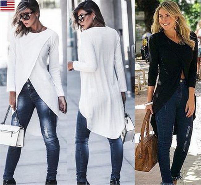 2020 2019 New Spring And Autumn Fashion Trends Solid Color Long