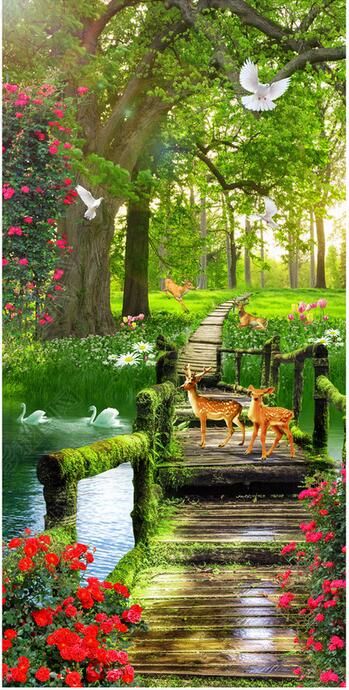 Papel pintado 3D Foto personalizada hermosa paisaje tridimensional flores grande árbol verde pórtico de muals papel de pared para paredes 3 d Papel pintado 3D Foto personalizada hermosa paisaje tridimensional flores grande árbol verde pórtico de muals papel de pared para paredes 3 d