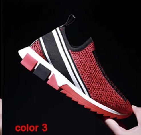 Dolce Gabbana a hombre con cristales de diamantes artificiales  antideslizantes para el deporte tramo de malla negro rojo blanco brillo  Runner plana Formadores US5-12