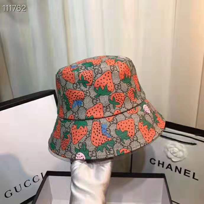 Strawberry Letter Embroidered Folding Fisherman Hat Men Women Bucket Cap Welcome