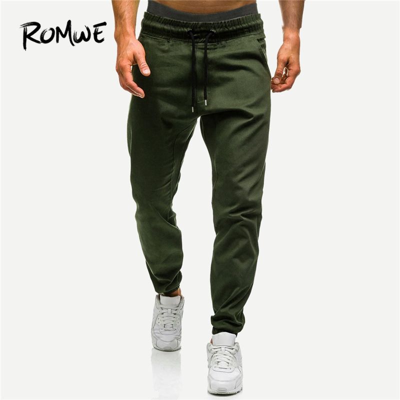 Compra ROMWE Hombres Ejército Verde Cordón Cintura Sólido Mens Joggers  Pantalones Moda Hombre Casual Pantalones De Chándal Ropa Otoño Pantalones  Y19061001 Barato | Entrega Rápida Y Calidad | Es.Dhgate