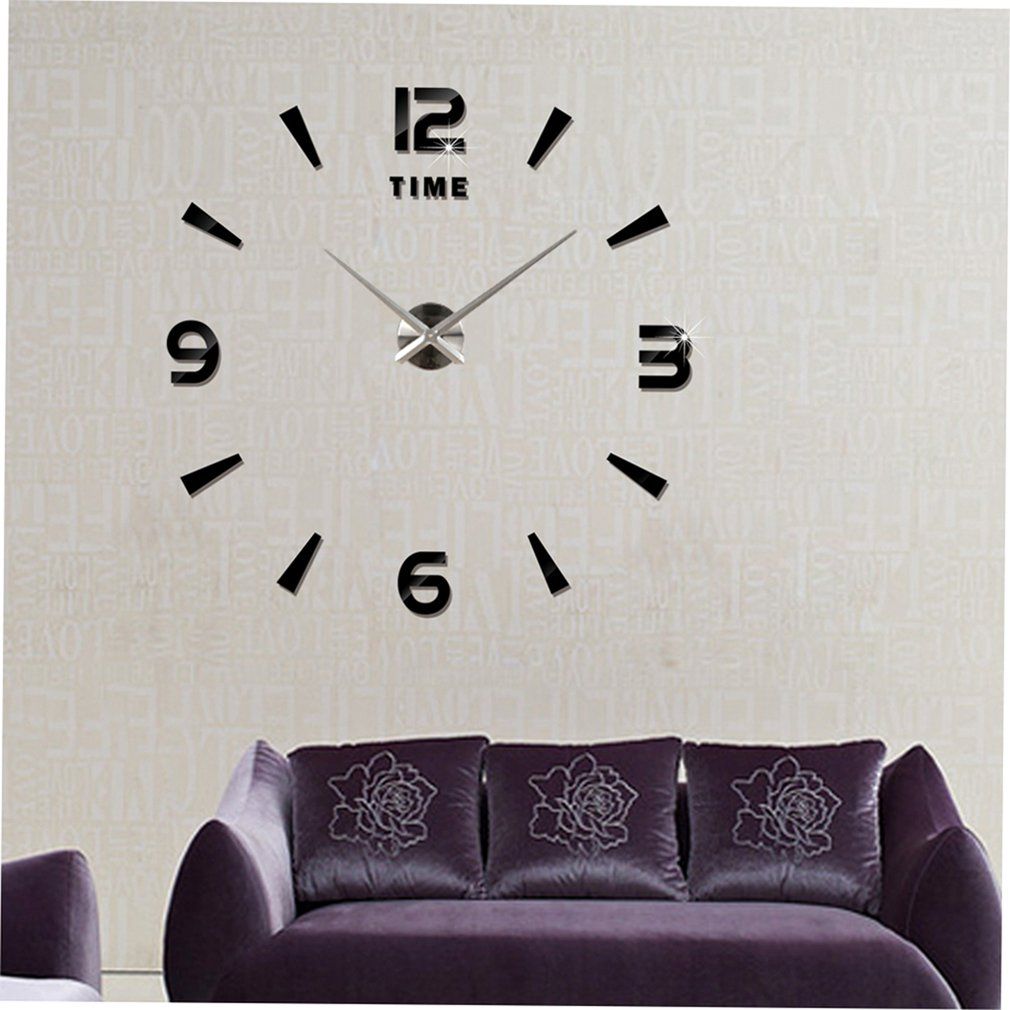 Full Number Sticker Diy Needle Quartz Wall Clocks For Home Living Room UK