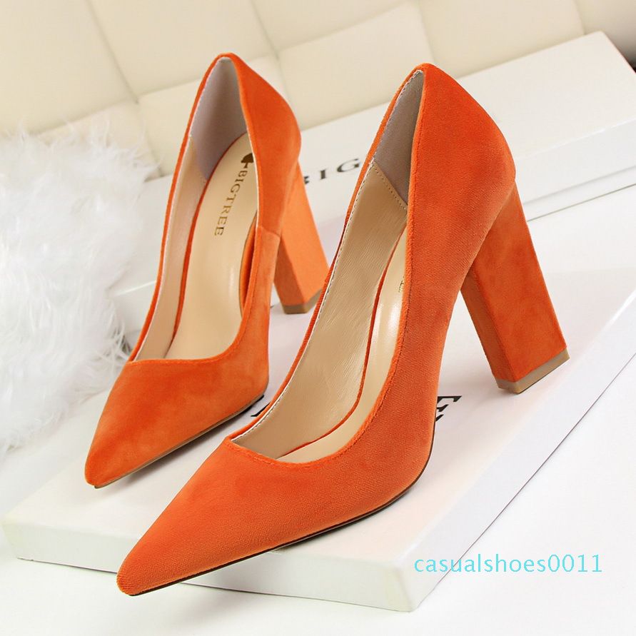 orange velvet heels