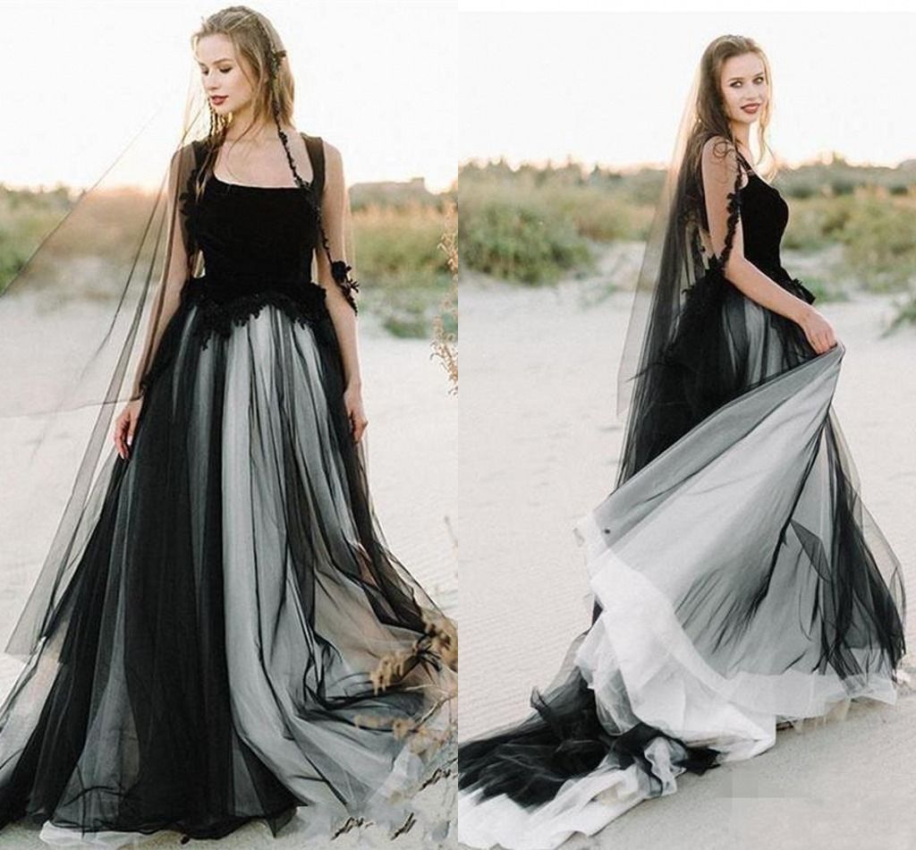 black and white tulle wedding dress