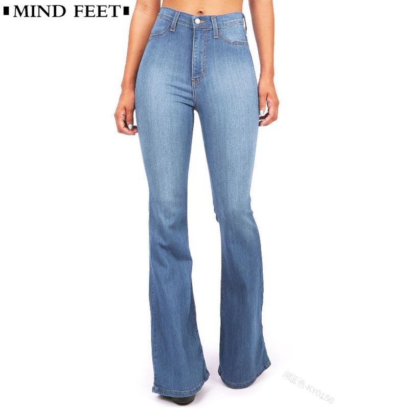 Compra MIND FEET Mujer Pantalón Jeans De Cintura Alta Elegante Estilo Retro  Campana De Fondo Pantalones De Mezclilla Flacos Femeninos Sexy Casual Jeans  De Pierna Ancha Y19042901 Barato | Entrega Rápida Y