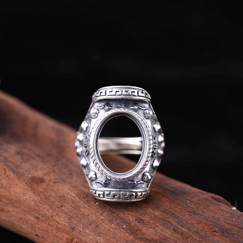 15x20 MM.Oval semi-mount Man ring setting sterling silver 925#295m