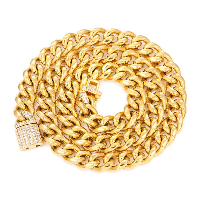 2020 14k Gold Hip Hop Jewelry 12mm Cuban Link Chains Zircon Box Chains Necklace Wholesale Price ...