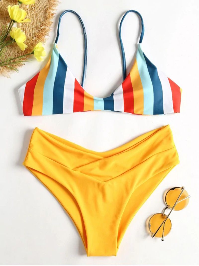striped bikinis
