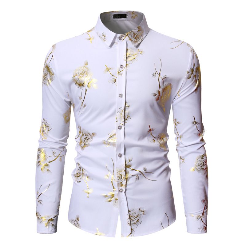 mens white and gold dress shirt