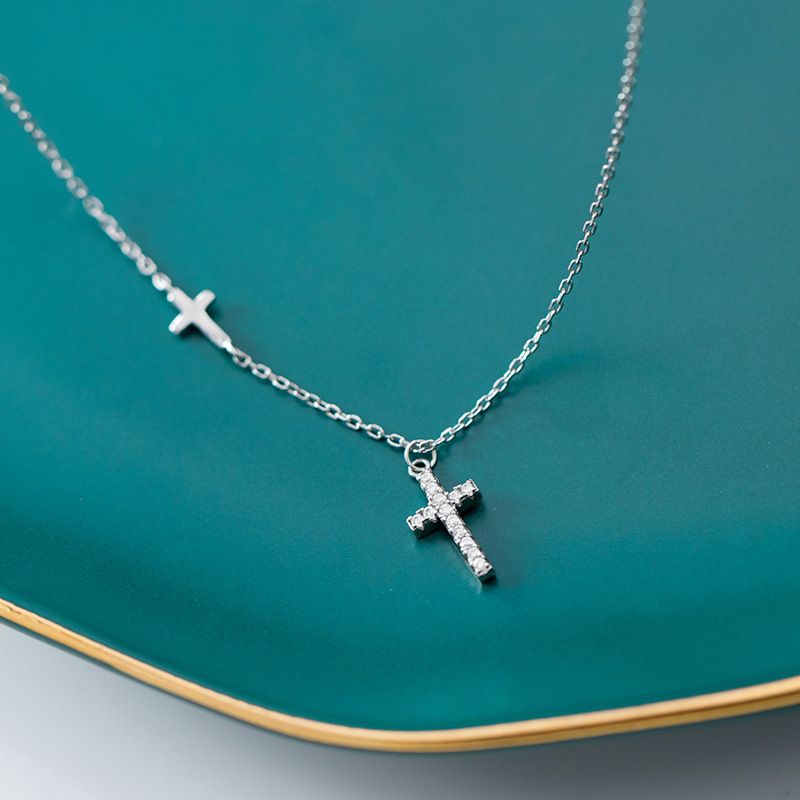 Wholesale Fashion Jewelry Double Cross Necklace For Women Religious