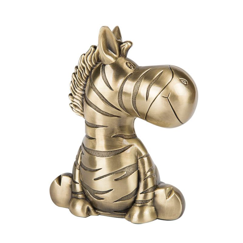 Funny Zebra Piggy Bank Creative Pewter Bronze Color Money Saving Box
