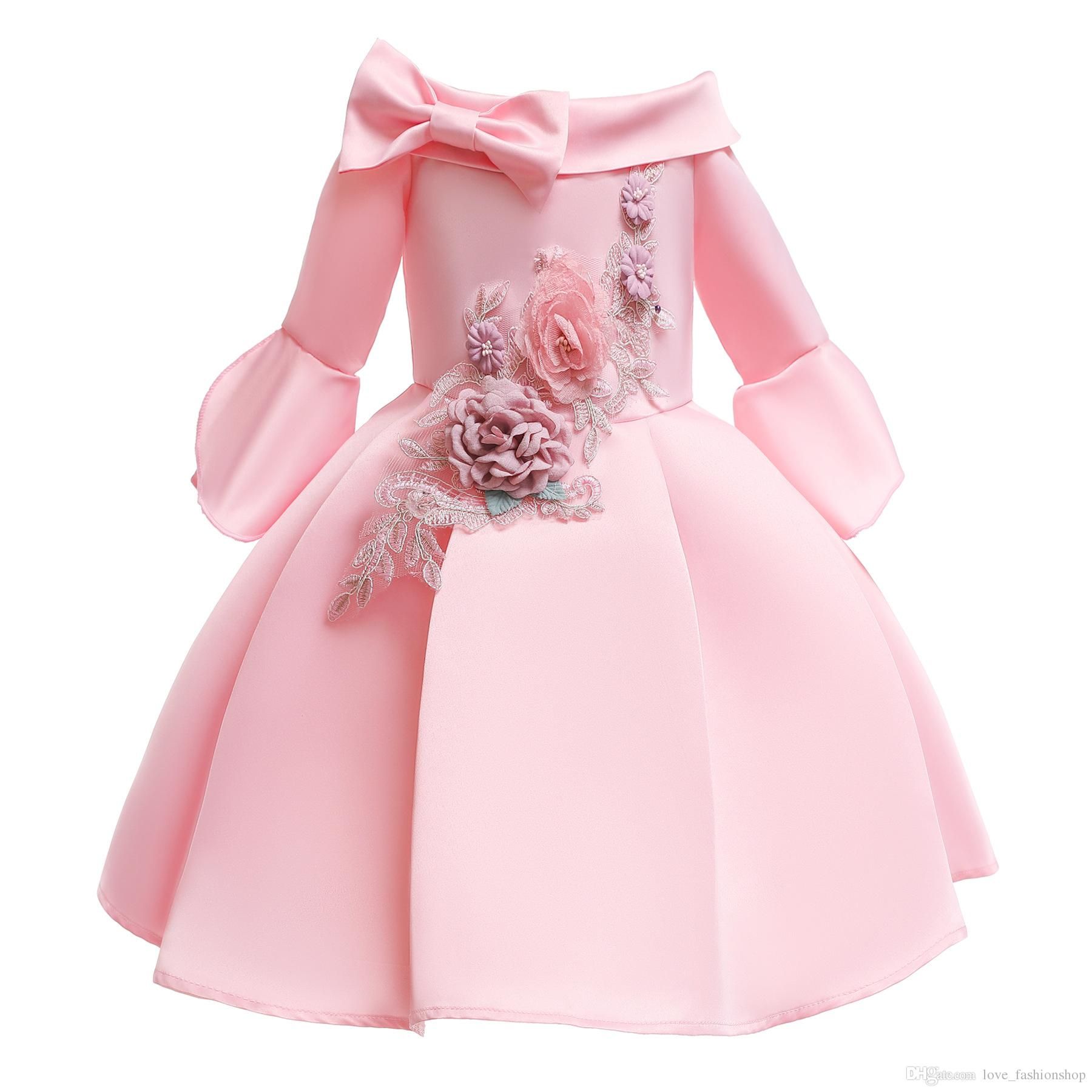 2020 Retail Baby Girl Embroidered Dress Flower Girls Dresses Off