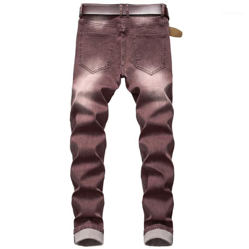 Compra Los Hombres Adelgazan Tramo Recto Simples Pantalones De Mezclilla  Color Café Hombre Jeans Para Hombre De La Cremallera De Los Pantalones Del  Lápiz De Los Pantalones Vaqueros Los Hombres Del Diseñador