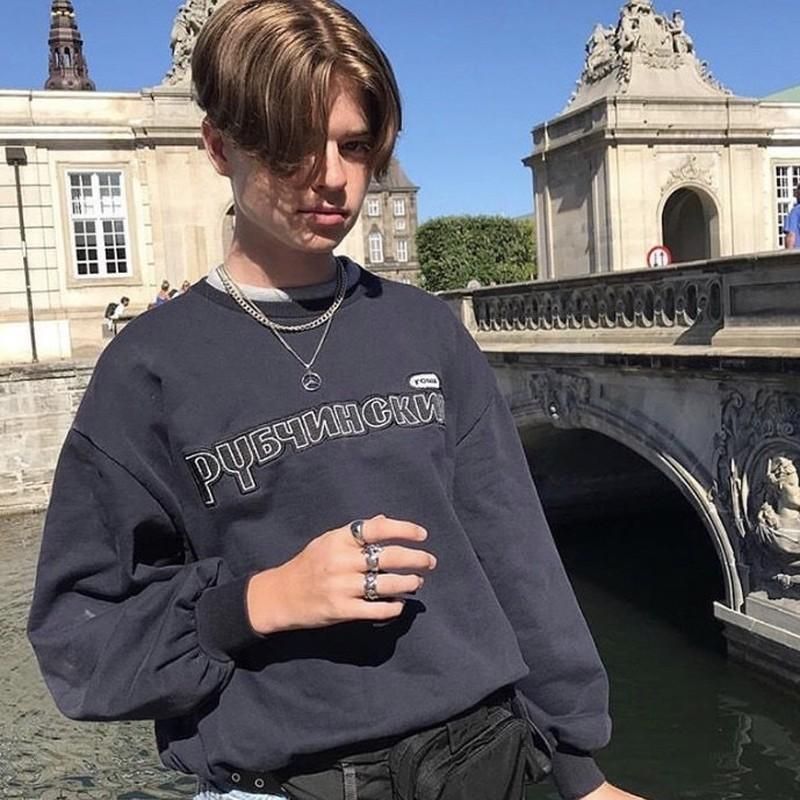 double collar sweatshirt
