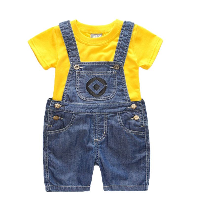Compra Niños Del Verano De Minions Pantalones Cortos De Mezclilla Juego Ropa  De Niños De La Camiseta + Guardapolvos Minions Ropa SetsMX190916 Barato |  Entrega Rápida Y Calidad | Es.Dhgate